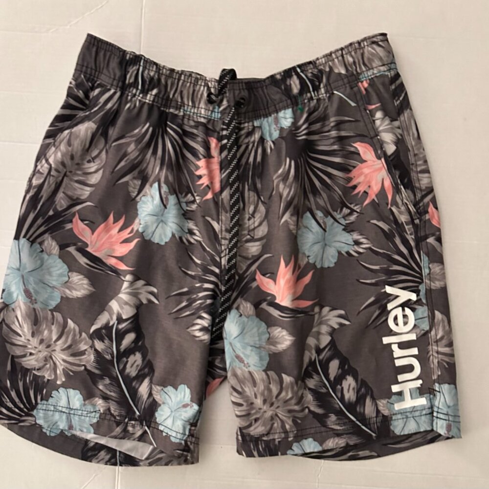 Hurley Men’s Board Shorts Swim Trunks Tropical Floral Gray Size M